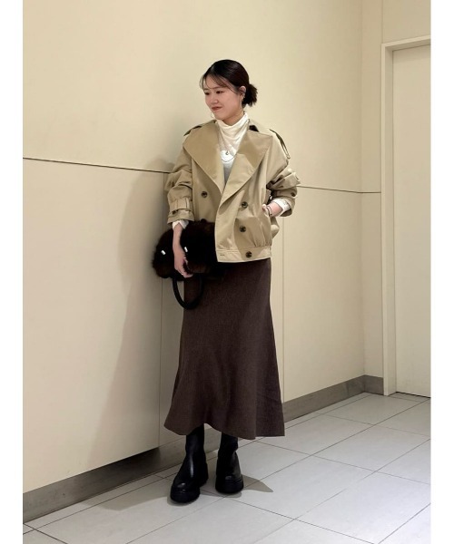 allureville(アルアバイル)の「ウールWフェイスナローマーメイドスカート(スカート・レディース・ミント/ダークブラウン/オフホワイト/ライトイエロー/グレー系その他/ネイビー・2)」の21枚目の写真
