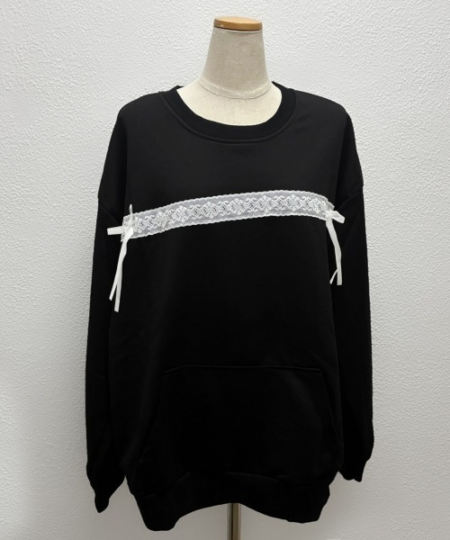 PRIVATE BEACH(プライベートビーチ)の「レースリボン付きオーバーサイズスウェットトレーナー(スウェット・レディース・グレー/ブラック・S/M/L)」の14枚目の写真