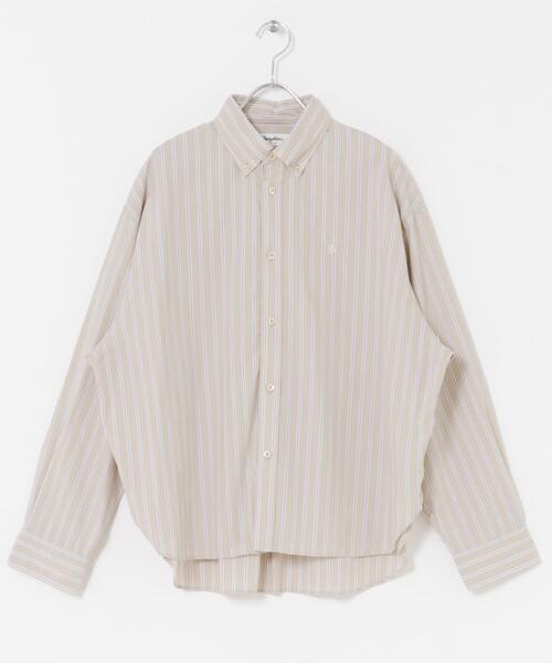 GYMPHLEX（ジムフレックス）の「GYMPHLEX　SHORT BUTTON DOWN SHIRTS LONG-SLEEVE（シャツ/ブラウス・レディース・ベージュ系その他/ピンク系その他・14）」の2枚目の写真
