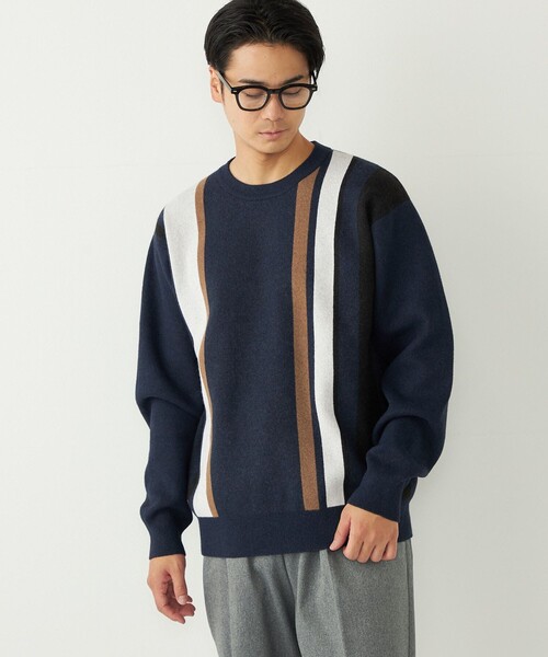 SHIPS Colors（シップス カラーズ）の「SHIPS Colors:〈洗濯機可能〉モチフワ 総柄 ニット◇（ニット/セーター・メンズ・ライトホワイト/ブラック/グリーン/ブラウン/オフホワイト/ネイビー・X-LARGE/LARGE/MEDIUM）」の6枚目の写真