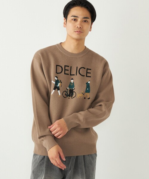 SHIPS Colors（シップス カラーズ）の「SHIPS Colors:〈洗濯機可能〉モチフワ 総柄 ニット◇（ニット/セーター・メンズ・ライトホワイト/ブラック/グリーン/ブラウン/オフホワイト/ネイビー・X-LARGE/LARGE/MEDIUM）」の4枚目の写真