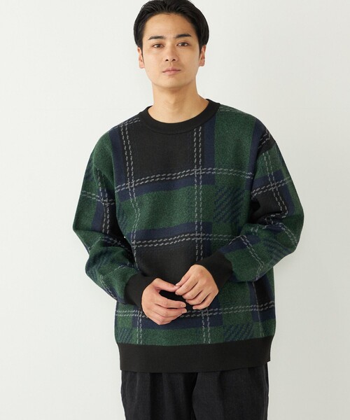 SHIPS Colors（シップス カラーズ）の「SHIPS Colors:〈洗濯機可能〉モチフワ 総柄 ニット◇（ニット/セーター・メンズ・ライトホワイト/ブラック/グリーン/ブラウン/オフホワイト/ネイビー・X-LARGE/LARGE/MEDIUM）」の5枚目の写真