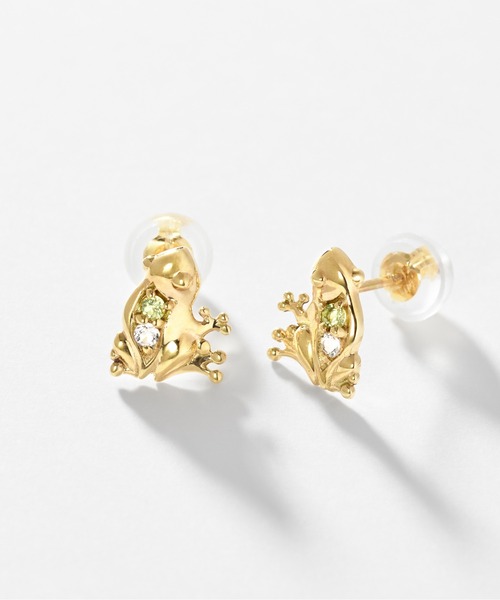Jewel closet by L&Co.(ジュエルクローゼットバイエルアンドコー)の「K10 カラーストーン カエル ピアス(ピアス(両耳用)・レディース・イエローゴールド・FREE)」の1枚目の写真