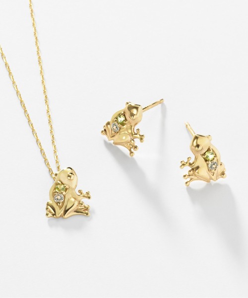 Jewel closet by L&Co.(ジュエルクローゼットバイエルアンドコー)の「K10 カラーストーン カエル ピアス(ピアス(両耳用)・レディース・イエローゴールド・FREE)」の4枚目の写真