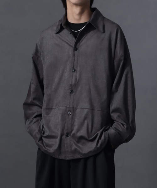 welise(ウェライズ)の「【welise/ウェライズ】シンセティックヘビースウェード ベーシックオーバーサイズシャツ(シャツ/ブラウス・メンズ・ブラック/チャコールグレー/ダークブラウン・S/L/M)」の12枚目の写真