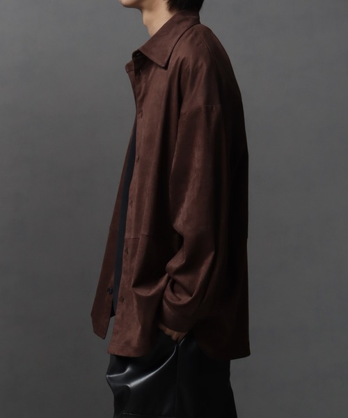 welise(ウェライズ)の「【welise/ウェライズ】シンセティックヘビースウェード ベーシックオーバーサイズシャツ(シャツ/ブラウス・メンズ・ブラック/チャコールグレー/ダークブラウン・S/L/M)」の13枚目の写真