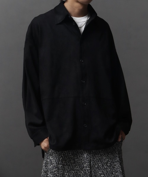 welise(ウェライズ)の「【welise/ウェライズ】シンセティックヘビースウェード ベーシックオーバーサイズシャツ(シャツ/ブラウス・メンズ・ブラック/チャコールグレー/ダークブラウン・S/L/M)」の8枚目の写真
