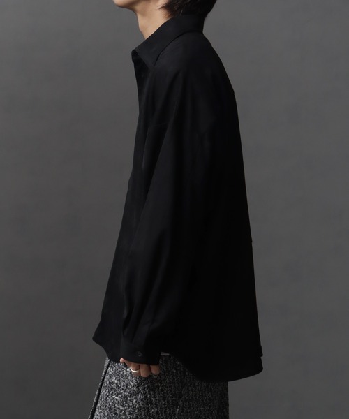 welise(ウェライズ)の「【welise/ウェライズ】シンセティックヘビースウェード ベーシックオーバーサイズシャツ(シャツ/ブラウス・メンズ・ブラック/チャコールグレー/ダークブラウン・S/L/M)」の7枚目の写真