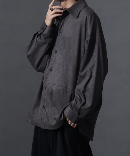welise(ウェライズ)の「【welise/ウェライズ】シンセティックヘビースウェード ベーシックオーバーサイズシャツ(シャツ/ブラウス・メンズ・ブラック/チャコールグレー/ダークブラウン・S/L/M)」の10枚目の写真