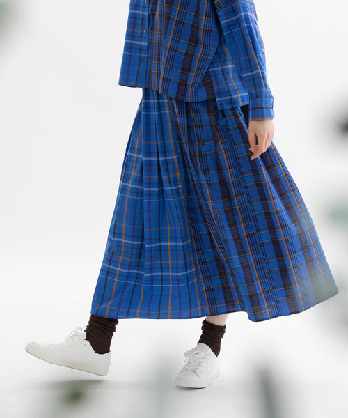nop de nod（ノップドゥノッド）の「miscタイプライターチェックタックスカート（スカート・レディース・レッド/ブルー・M）」の2枚目の写真