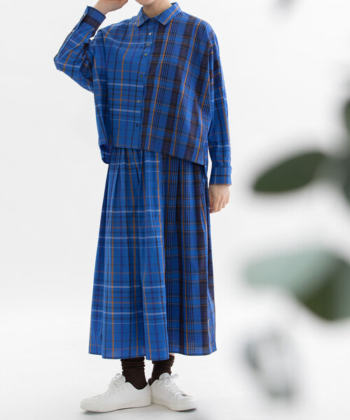 nop de nod（ノップドゥノッド）の「miscタイプライターチェックタックスカート（スカート・レディース・レッド/ブルー・M）」の3枚目の写真