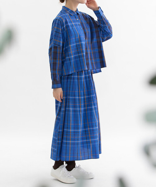 nop de nod（ノップドゥノッド）の「miscタイプライターチェックタックスカート（スカート・レディース・レッド/ブルー・M）」の4枚目の写真