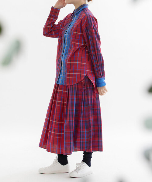 nop de nod（ノップドゥノッド）の「miscタイプライターチェックタックスカート（スカート・レディース・レッド/ブルー・M）」の10枚目の写真