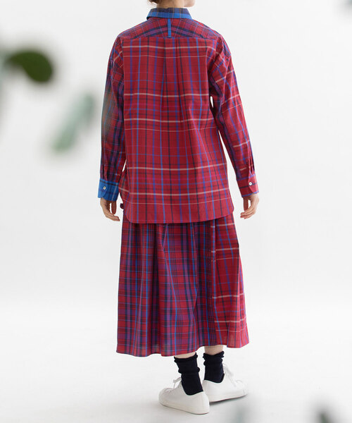 nop de nod（ノップドゥノッド）の「miscタイプライターチェックタックスカート（スカート・レディース・レッド/ブルー・M）」の11枚目の写真