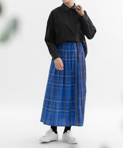 nop de nod（ノップドゥノッド）の「miscタイプライターチェックタックスカート（スカート・レディース・レッド/ブルー・M）」の16枚目の写真
