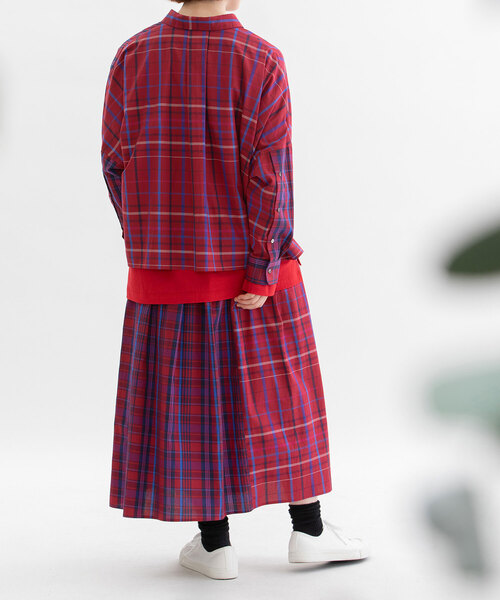 nop de nod（ノップドゥノッド）の「miscタイプライターチェックタックスカート（スカート・レディース・レッド/ブルー・M）」の21枚目の写真