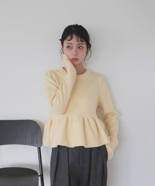 ペプラムバルーンニットプルオーバー（ニット/セーター）｜LIAN