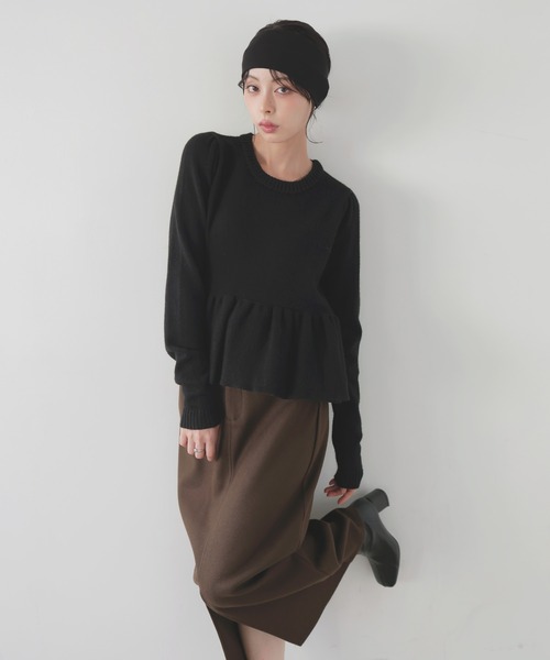 ペプラムバルーンニットプルオーバー（ニット/セーター）｜LIAN