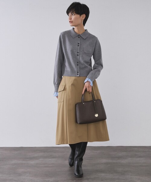 OPAQUE.CLIP（オペークドットクリップ）の「【2WAY/人間工学】シュリンクミドルトートバッグ（トートバッグ・レディース・ブラック/ブラウン系その他/グレー・00）」の9枚目の写真