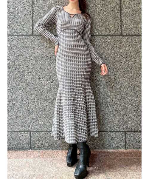 WEB限定】バイカラーツイードニットワンピース（ワンピース）｜RESEXXY