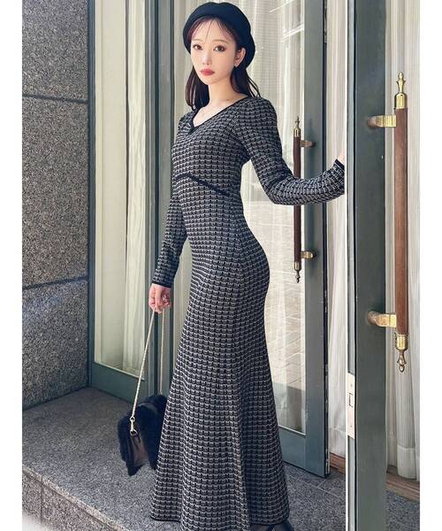 トゥービーシック　ミックスツイードニットワンピース WEB限定】バイカラーツイードニットワンピース（ワンピース）｜RESEXXY