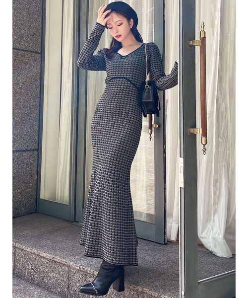 WEB限定】バイカラーツイードニットワンピース（ワンピース）｜RESEXXY