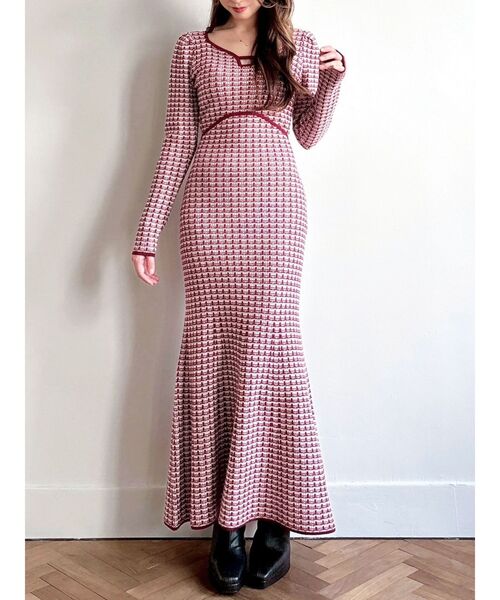 ✨リピーター✨ セール】【WEB限定】バイカラーツイードニットワンピース（ワンピース