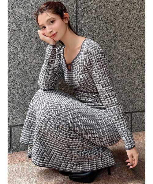 WEB限定】バイカラーツイードニットワンピース（ワンピース）｜RESEXXY