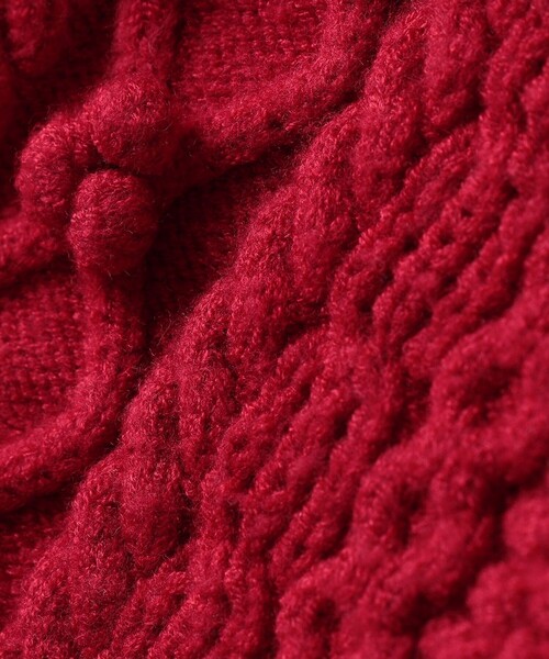 SHIPS（シップス）の「SHIPS KIDS:140～150cm /〈洗濯機可能〉ケーブル ニット ポンポン カーディガン（カーディガン/ボレロ・キッズ・オフホワイト/レッド・140/150）」の6枚目の写真