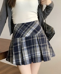チェック柄 プリーツスカート ミニスカート」に該当するファッション