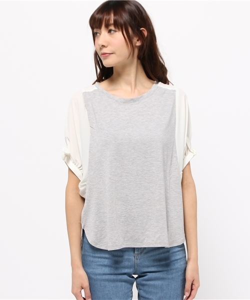 OUTLET（アウトレット）の「【Diacoat Petit】布帛切替袖リボンP/O（Tシャツ/カットソー・レディース・杢グレー・MEDIUM）」の4枚目の写真