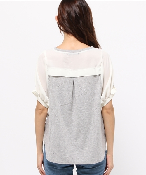 OUTLET（アウトレット）の「【Diacoat Petit】布帛切替袖リボンP/O（Tシャツ/カットソー・レディース・杢グレー・MEDIUM）」の6枚目の写真