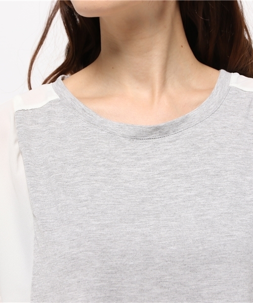 OUTLET（アウトレット）の「【Diacoat Petit】布帛切替袖リボンP/O（Tシャツ/カットソー・レディース・杢グレー・MEDIUM）」の7枚目の写真