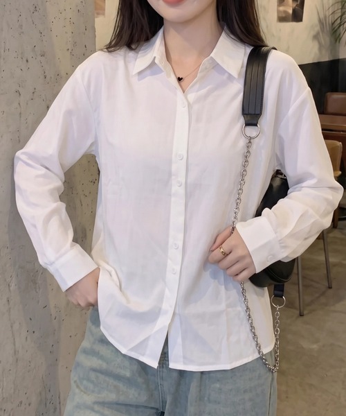 cammie(キャミー)の「ジャストフィットシャツ(シャツ/ブラウス・レディース・アイボリー/サックスブルー/ホワイト/ピンク・M/L)」の1枚目の写真