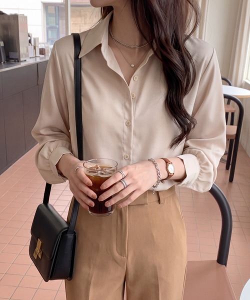cammie(キャミー)の「ジャストフィットシャツ(シャツ/ブラウス・レディース・アイボリー/サックスブルー/ホワイト/ピンク・M/L)」の2枚目の写真