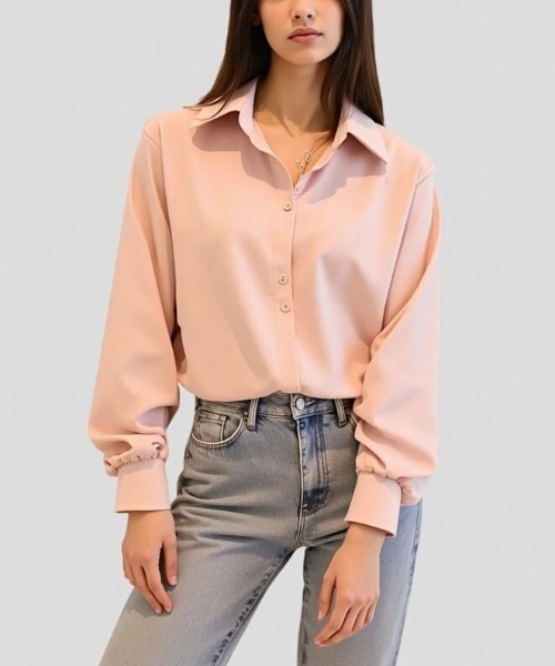 cammie(キャミー)の「ジャストフィットシャツ(シャツ/ブラウス・レディース・アイボリー/サックスブルー/ホワイト/ピンク・M/L)」の8枚目の写真