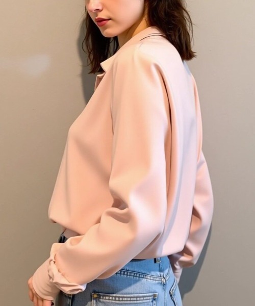cammie(キャミー)の「ジャストフィットシャツ(シャツ/ブラウス・レディース・アイボリー/サックスブルー/ホワイト/ピンク・M/L)」の9枚目の写真