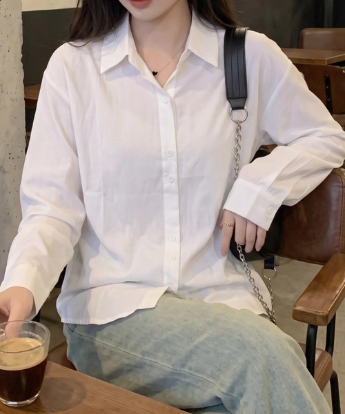 cammie(キャミー)の「ジャストフィットシャツ(シャツ/ブラウス・レディース・アイボリー/サックスブルー/ホワイト/ピンク・M/L)」の15枚目の写真