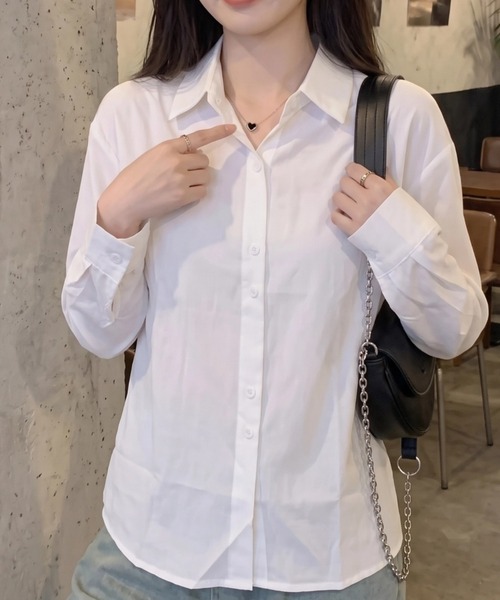 cammie(キャミー)の「ジャストフィットシャツ(シャツ/ブラウス・レディース・アイボリー/サックスブルー/ホワイト/ピンク・M/L)」の16枚目の写真
