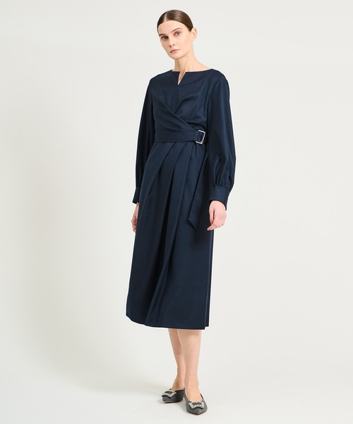 ESTNATION / ストレッチギャバジン カシュクールワンピース