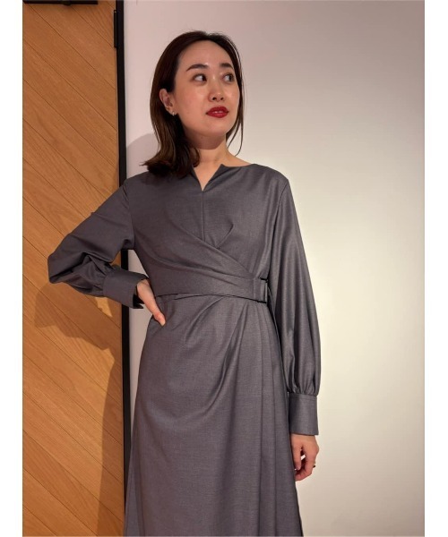 ESTNATION / ストレッチギャバジン カシュクールワンピース