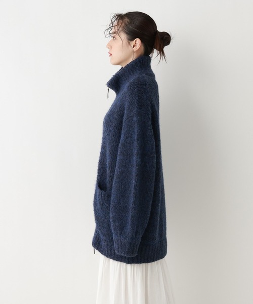 セールDOUBLE ZIP COVERALL KNIT JACKET &frasl; ダブルジップカバーオール RAGEBLUE ブルゾン M ブルー ウール・ニット 無地 ミドル丈 フードなし ボタン留め
