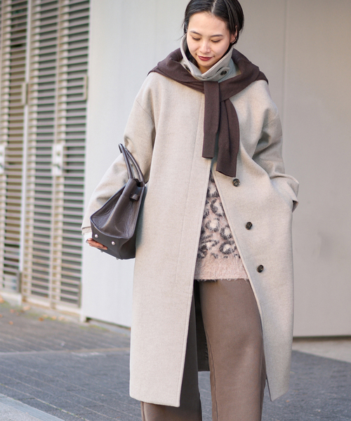 JOURNAL STANDARD（ジャーナルスタンダード）の「《追加2》スーパー140ビーバーステンカラーコート（ステンカラーコート・レディース・グレー/ベージュ系その他/ブラック/ブラックミックス・FREE）」の13枚目の写真