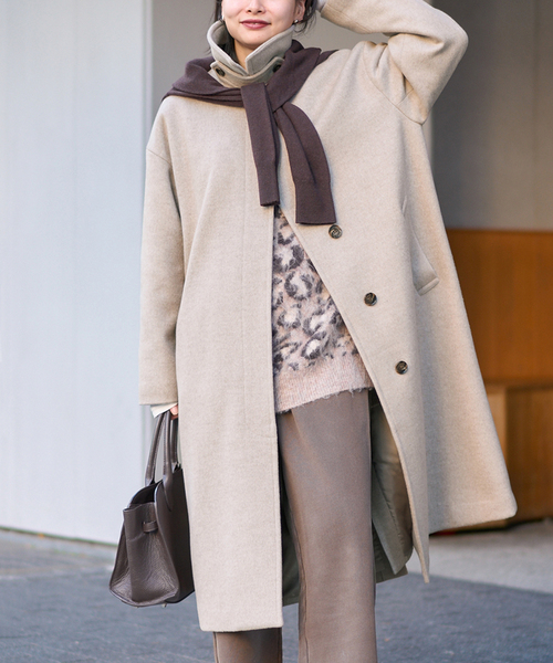 JOURNAL STANDARD（ジャーナルスタンダード）の「《追加2》スーパー140ビーバーステンカラーコート（ステンカラーコート・レディース・グレー/ベージュ系その他/ブラック/ブラックミックス・FREE）」の14枚目の写真