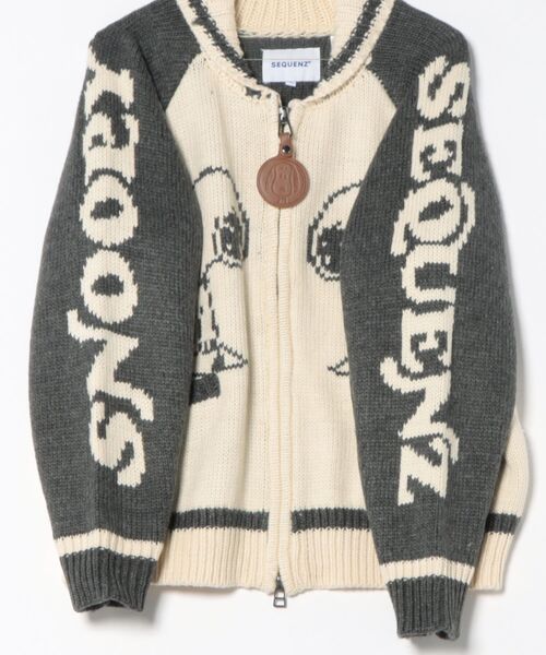 SEQUENZ（シークエンズ）の「【SEQUENZ/シークエンズ】PEANUTS ピーナッツ カウチンニット（ニット/セーター・メンズ・ネイビー/グレー・MEDIUM/LARGE/X-LARGE）」の4枚目の写真