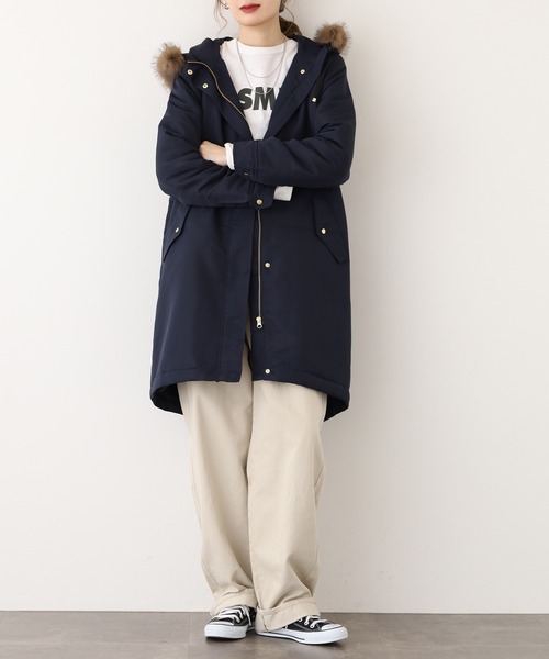 【Rish NY】モッズコートファー付（取り外し可）（全天候型）ネイビー Rish NY】モッズコートファー付（取り外し可）（全天候型）ネイビー