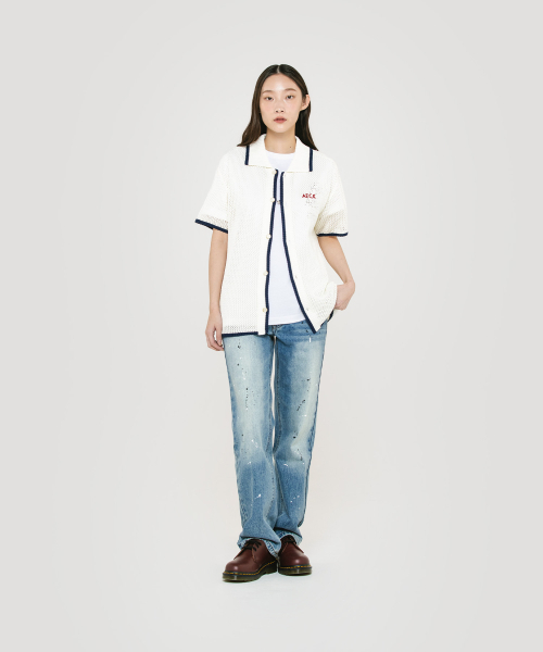 AECA（エイカ）の「CROCHET COLLAR HALF SLEEVE KNIT SHIRTS-IVORY（シャツ/ブラウス・レディース・その他・SMALL/MEDIUM/LARGE）」の2枚目の写真