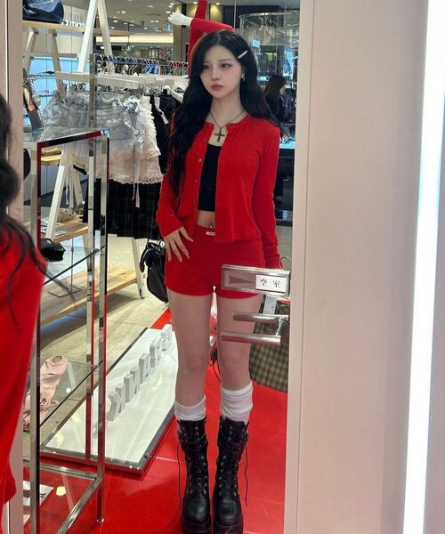 CRANK（クランク）の「ニットマイクロショーツ_レッド（その他パンツ・レディース・その他・FREE）」の4枚目の写真