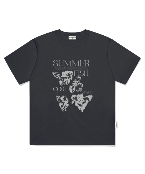 ESCAPEFROM(エスケープフロム)の「クールサマーフィッシュプリントオーバーサイズ半袖Tシャツチャコール(Tシャツ/カットソー・レディース・その他・SMALL/MEDIUM/LARGE)」の1枚目の写真