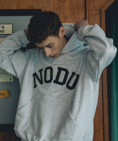 NODU（ノードユー）の「ビッグロゴアップリケフードTシャツ[ライトグレー]（パーカー・メンズ・その他・MEDIUM/LARGE）」の3枚目の写真